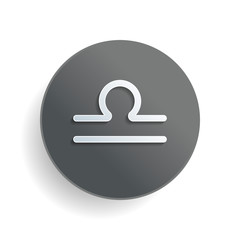 Poster - Astrological sign. Libra simple icon. White paper symbol on gray round button or badge with shadow