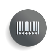 Poster - Barcode icon. Circles instead of numbers. White paper symbol on gray round button or badge with shadow