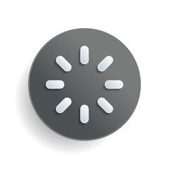 Poster - Loading or wait icon. White paper symbol on gray round button or badge with shadow