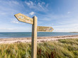 Wooden Sign Post For The Northumberland Coast Path At Boulmer, Northumberland