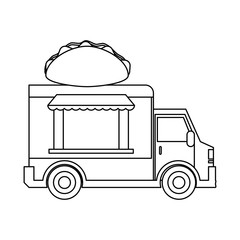 Poster - Food truck restaurant in black and white