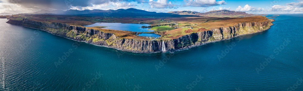 Stock-Foto „Aerial view of the dramatic coastline at the cliffs by ...