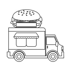 Poster - Food truck restaurant in black and white