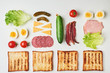 © Lazy_Bear - Sandwich ingredients on a white background, top view