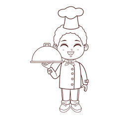 Poster - Chef boy cartoon brown lines