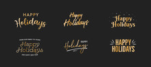 Happy Holidays Gold Vector Holiday Text Isolated Illustration - Vector