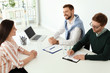 © New Africa - Human resources commission conducting job interview with applicant in office