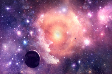 Poster - artistic abstract unique multicolored universe filled with stars and galaxies artwork