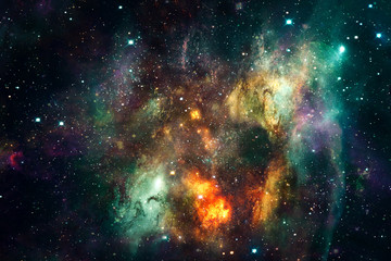 Poster - abstract galactic exploding supernovas in a multicolored nebula galaxy artwork