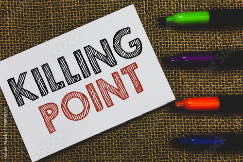 Handwriting text Killing Point. Concept meaning Phase End Review Stage Gate  Project Evaluation No Go White Paper Important reminder Communicate ideas  Markers Jute background Stock Photo | Adobe Stock