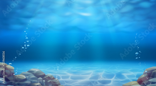 Fotografía Underwater landscape. Realistic vector background
