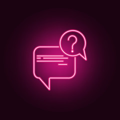 Poster - speech bubble with question icon. Elements of interview in neon style icons. Simple icon for websites, web design, mobile app, info graphics