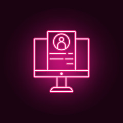 Fototapete - electronic resume icon. Elements of interview in neon style icons. Simple icon for websites, web design, mobile app, info graphics