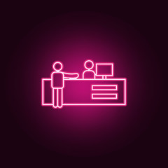Poster - ticket sale icon. Elements of Cinema in neon style icons. Simple icon for websites, web design, mobile app, info graphics
