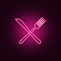Poster - fork and knife icon. Elements of hotel in neon style icons. Simple icon for websites, web design, mobile app, info graphics