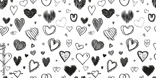 Hand Drawn Background With Hearts Seamless Grungy Wallpaper On