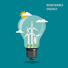 Renewable Wind Energy Concept Vector Flat Illustration
