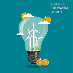 investment in renewable energy concept vector flat illustration