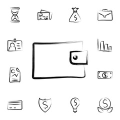 Poster - purse sketch style icon. Detailed set of banking in sketch style icons. Premium graphic design. One of the collection icons for websites, web design, mobile app