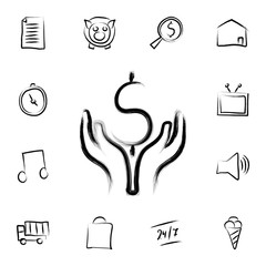 Poster - hands and money sketch style icon. Detailed set of banking in sketch style icons. Premium graphic design. One of the collection icons for websites, web design, mobile app