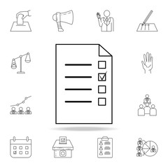 Poster - list of elections icon. Detailed outline set of elections element icons. Premium graphic design. One of the collection icons for websites, web design