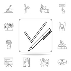 Poster - pen sheet with a tick icon. Detailed outline set of elections element icons. Premium graphic design. One of the collection icons for websites, web design