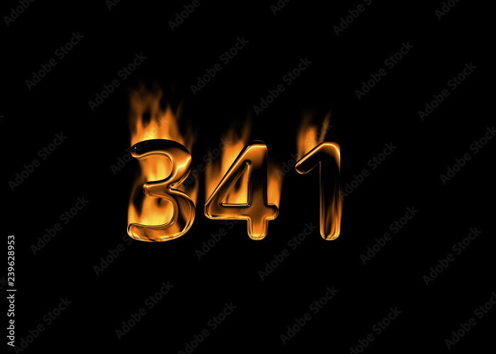3D number 341 with flames black background Stock Illustration | Adobe Stock
