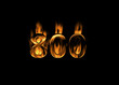 3D number 800 with flames black background