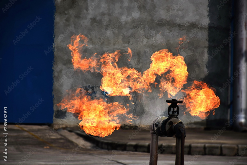 Gas pipeline leaks at the joints with the valve. Spark and Fire on the ...
