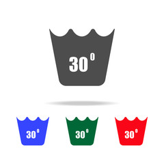 Poster - machine wash at 30 degrees icon. elements of washing in multi colored icons. premium quality graphic