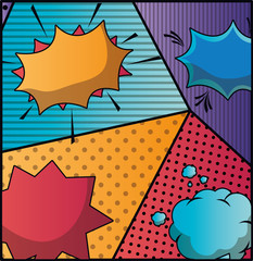 Wall Mural - set of speech bubbles and expressions pop art background