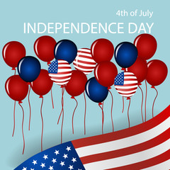 Wall Mural - Happy independence day card United States of America. American Flag paper design, vector illustration