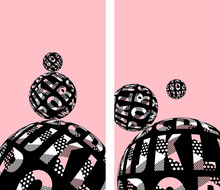 Sequence Of Alphabet Balls Bouncing In Pink Black Shades