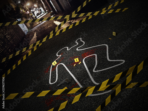 Fotografía Crime scene of a murder case. 3D illustration