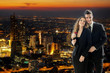 © pic for you - happy couple in love in city at night.sweet couple on the city background