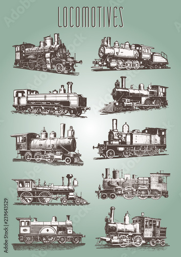 Dekoracja na wymiar  lokomotywa-lokomotywa-kolejowa-vintage-wektor-lokomotywy-parowoz-kolejowy
