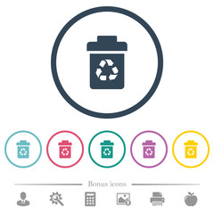 Sticker - Recycle bin flat color icons in round outlines