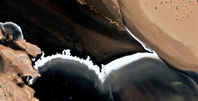 Black Beach,  Black Gold, Polluted Desert Sand, Abstract Photo Of The Deserts Of Africa From The Air. Aerial View, Genre: Abstract Naturalism, From The Abstract To The Figurative