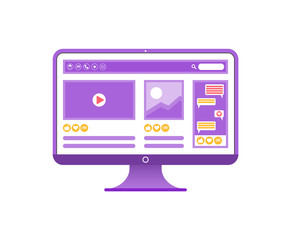 Poster - Video on Website, Screen Monitor of Computer Icon
