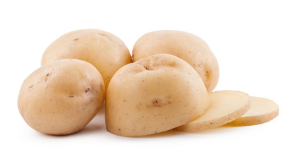 raw yellow potato isolated on white background