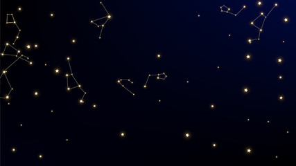 Wall Mural - constellation map. mystic cosmic sky with many stars. night galaxy pattern. astronomical print. vect