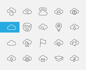 Poster - Set of cloud vector line icon. It contains symbols to upload, download, link and more. Editable Stroke. 32x32 pixels.