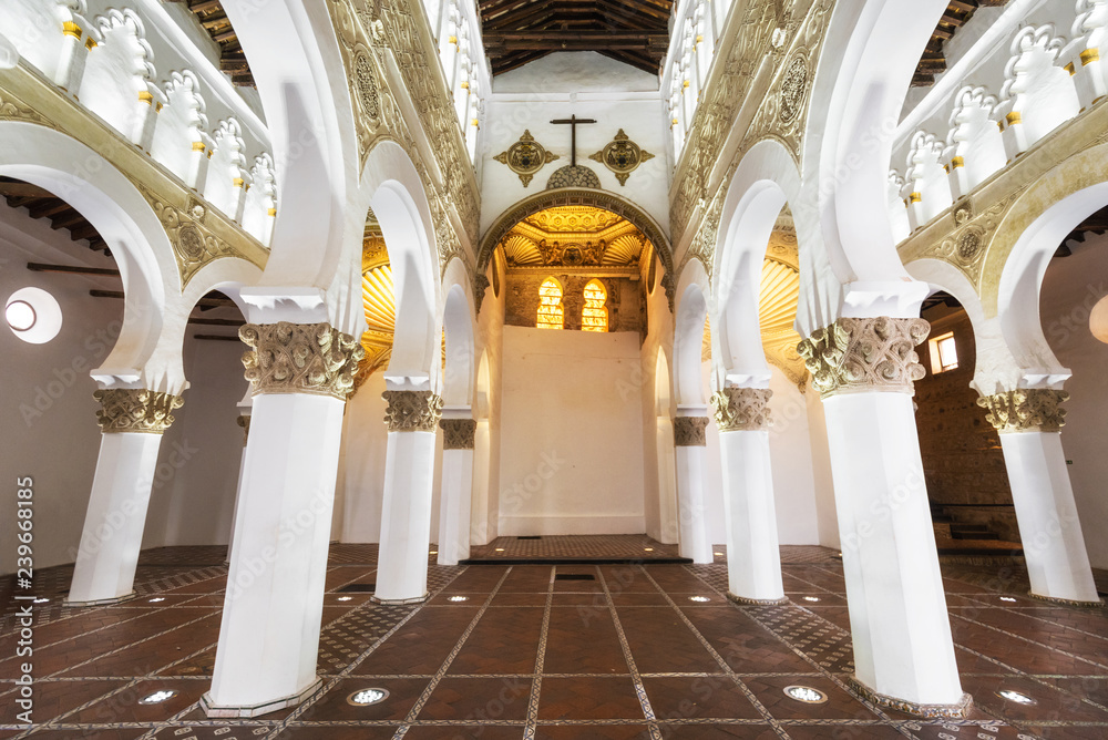 Interior Synagogue Of Santa Maria La Blanca In Toledo Spain