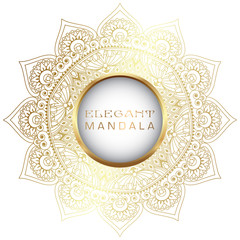 Vector round circle. Mandala style. Decorative element with gold.