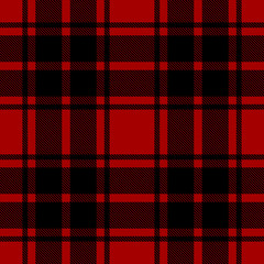 Wall Mural - Seamless plaid, tartan, check pattern black and red. Design for wallpaper, fabric, textile, wrapping. Simple background