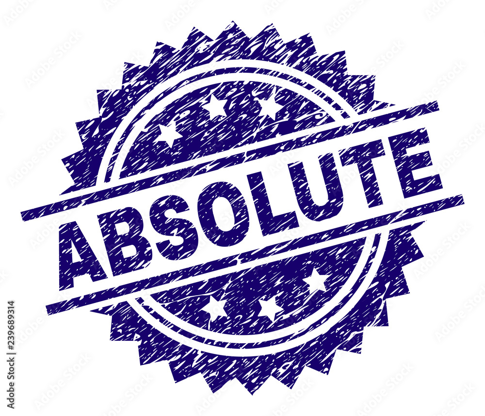 ABSOLUTE stamp seal watermark with distress style. Blue vector rubber ...
