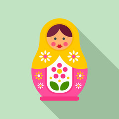 Wall Mural - Floral nesting doll icon. Flat illustration of floral nesting doll vector icon for web design