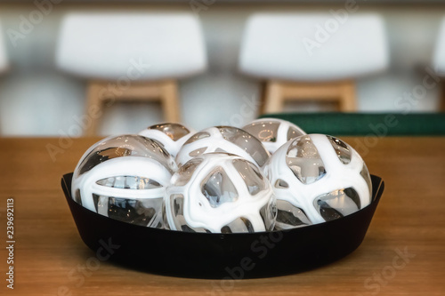 Decorative Glass Balls In Tray Centerpiece Buy This Stock Photo