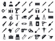 Masonry worker tools icon set. Simple set of masonry worker tools vector icons for web design on white background