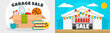 Garage sale banner set. Flat illustration of garage sale vector banner set for web design